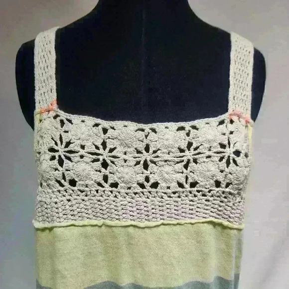 We The Free Medium Luca Crochet Bodice Merida Combo Stripe‎ Knit Dress Or Top - Picture 2 of 9